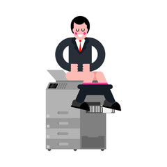 Guy copies ass on scanner in office. office prank