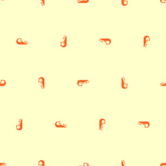 Shrimp pixel art pattern seamless. 8 bit Small crustacean background