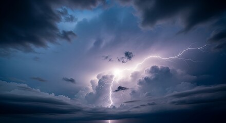 Dramatic Lightning Strike Over Dark Ocean A Breathtaking Night Sky Captured in Stunning Detail
