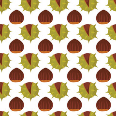 Autumn chestnut seamless pattern. Seamless rustic chestnuts pattern