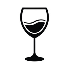 Minimal Wine Glass Stem Design Bowl Curve Icon Vector Illustration