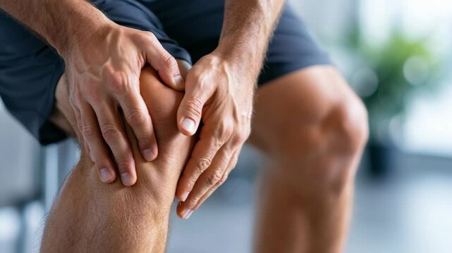Runner gripping injured knee during post workout recovery