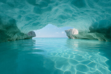 Enigmatic Underwater Cave Crystal Clear Waters and Mysterious Ice Formations