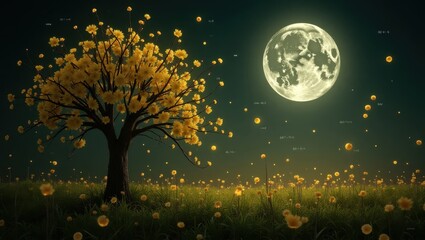 vector illustration of a night landscape
