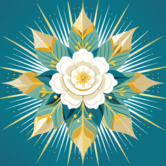 poster-design-with-central-white-flower-cluster