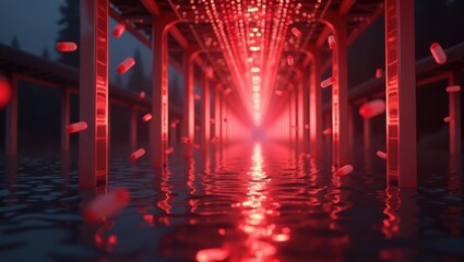 red lights in the night city