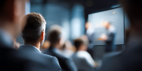 Professional Analyst Presenting Interactive Digital Data Charts and Business Insights to Senior Executives