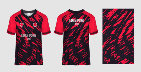 Dynamic Red and Black Soccer Jersey Mockup