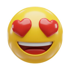 Adoring Emoji with Hearts for Eyes and Wide Grinning Mouth Displaying Pure Happiness and Affection