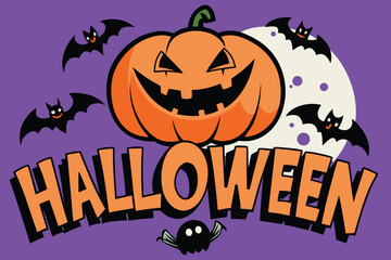 Happy halloween pumpkin art vector illustration 
