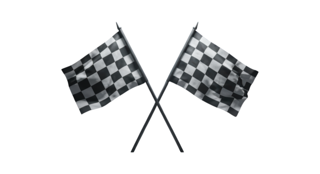 Two Crossed Checkered Flags Symbolizing Victory and Competition in Sports