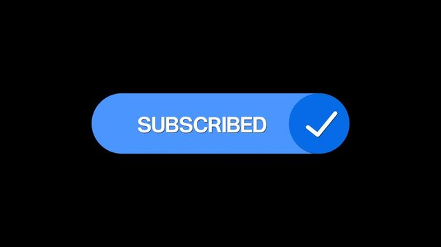 Animation subscribe buttons isolated on a black background with an alpha channel.

