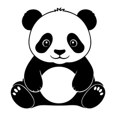 A charming black and white panda bear sitting sweetly with a smile