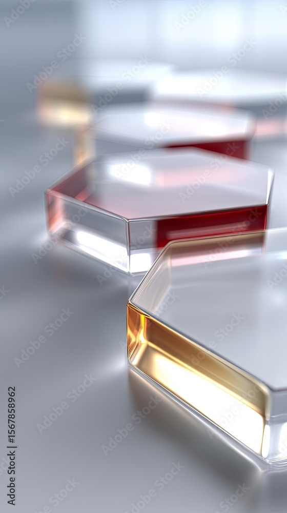 Poster overlapping translucent hexagons abstract background