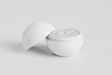 Spherical cream jar mockup, ball shape skincare packaging, luxury white acrylic facial cream container, white plastic round ball shape lip mask mockup, opaque plastic container, solid white glass jar