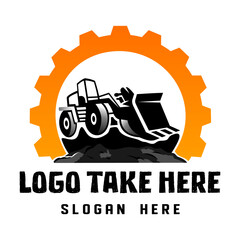 heavy equipment bulldozer vector logo illustration