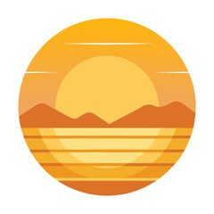 Fototapeta premium golden-sunset-vector-scene--minimalist-design white background