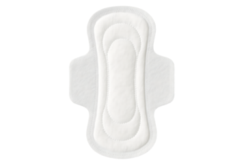 Sanitary pad with wings for menstrual hygiene isolated on transparent background