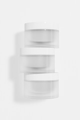 Obraz premium translucent cream jar mockup, luxury frosted glass facial cream container with white lid, skincare packaging, plastic round shape lip mask packaging, frosted glass jar with white plastic cap