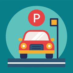 Car front view and parking board