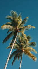 Palm trees in summer on a beach in Mexico