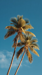 Palm trees in summer on a beach in Mexico