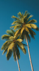 Palm trees in summer on a beach in Mexico