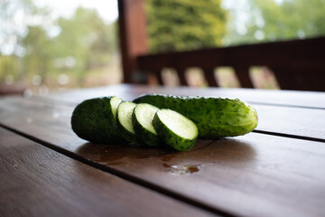cucumber on cutting board