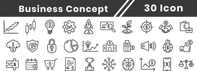 Business Concept editable line icon set. Pixel perfect Editable stroke. business, concept, strategy, plan, leadership, growth, innovation