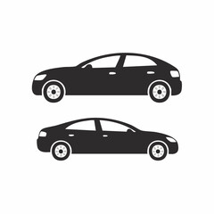 Two dark sedan car side views