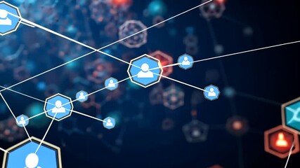 Abstract social network connections, digital data visualization and information sharing process - Powered by Adobe