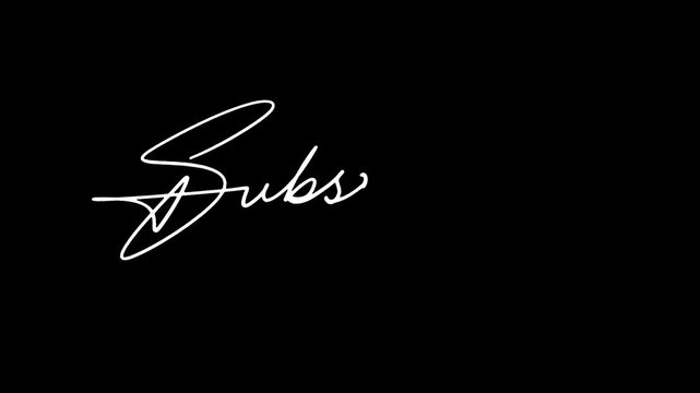 A hand-drawn, single-line animation of the word "Subscribe" in elegant signature style. Ideal for classy video intros, outros, or creative YouTube call-to-actions.