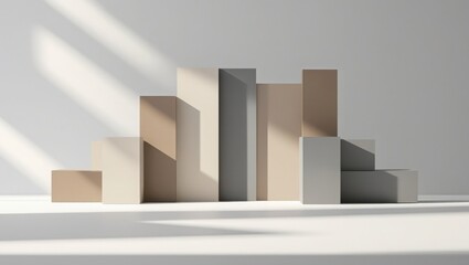 Abstract Geometric Shapes and Light Shadows Minimalist Composition