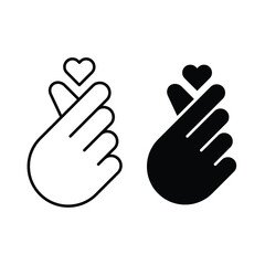 Korean heart icon in filled and outline style on a white background