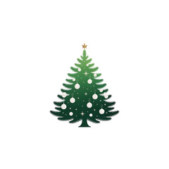 Green Christmas Tree Vector: Decorated, Ornaments, Holiday, Festive, Winter, Celebration