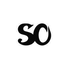 SO monogram logo design letter text name symbol monochrome logotype alphabet character simple logo
