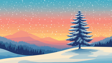 Fototapeta premium Serene Snowy Evergreen Vector Illustration for Creative Projects