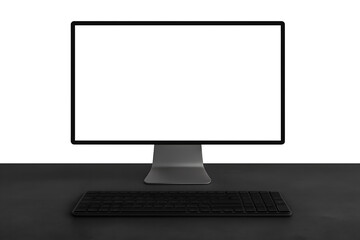 Fototapeta premium functional workspace or a digital display mockup. The background features a subtle transition from light grey to white, creating a sense of depth.