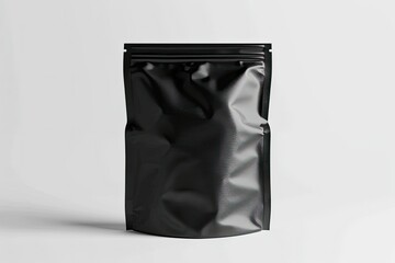 High Detail Picture of Black Standup Pouch Mockup on White Background