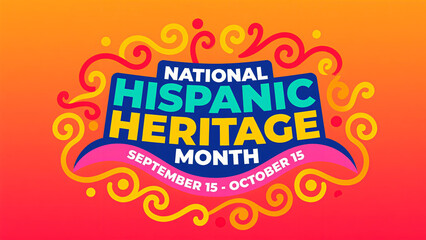 Orange red background and decorative patterns, showcasing the cultural heritage and artistic aesthetics of the Hispanic traditional month, used for cultural exhibitions and inheritance activities.