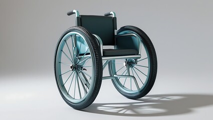 Fototapeta premium Modern wheelchair showcases medical assistance and mobility support on a minimalist white background emphasizing accessibility.