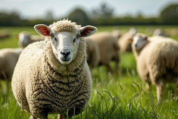 High Quality Picture of Flock of Sheep on Grassy Field
