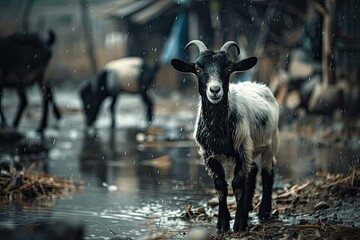 High Resolution Picture of Rural Life Concept with Goats