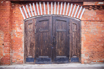 An old door in an industrial building.