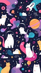 Cat seen with helmet in space 