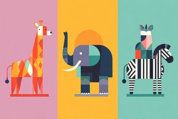 Illustration of elephant and giraffe 