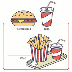 Burger fries soda meal drink fast food
