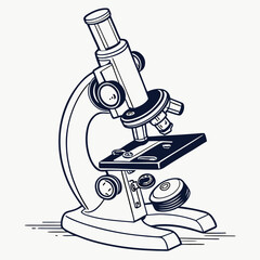 Detailed illustration of a scientific microscope scientific instrument