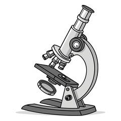 Detailed scientific microscope illustration scientific instrument