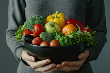 Clear Pixel Visual of Person Holding Bowl of Fruit and Vegetables